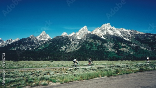 Spectacular panoramic views of Grand Teton National Park, Wyoming. Great hiking. Summer wonderland to watch wildlife and nature. photo