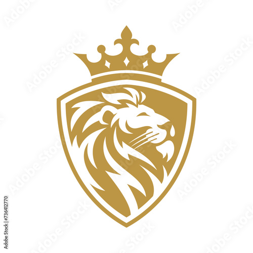 Lion shield logo design template ,Lion head logo ,Element for the brand identity ,Vector illustration