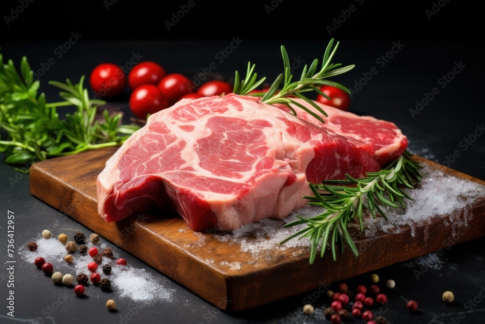 Perishable Raw pork meat. Pig rib. Generate Ai