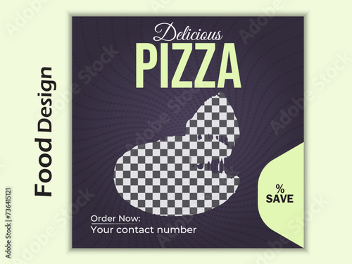 pizza social media banner design template photo
