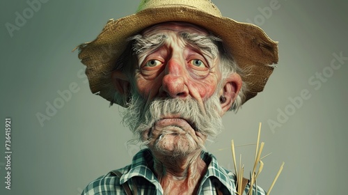 Agricultural Patriarch: Caricature Illustration of a Grandfather Cultivating the Land. Generated by AI