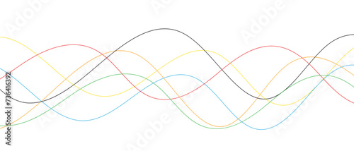 abstract seamless repeatable colored wave thin line art.