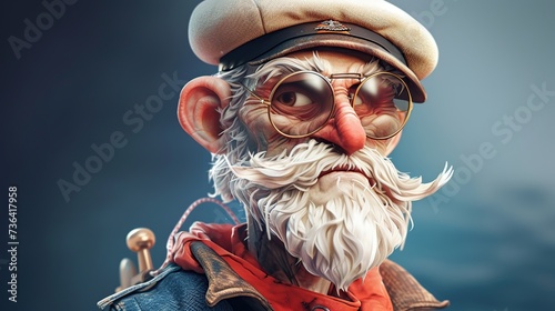 Seafaring Grandpa: Caricature Illustration of a Sailor Grandfather. Crafted by Generative AI
