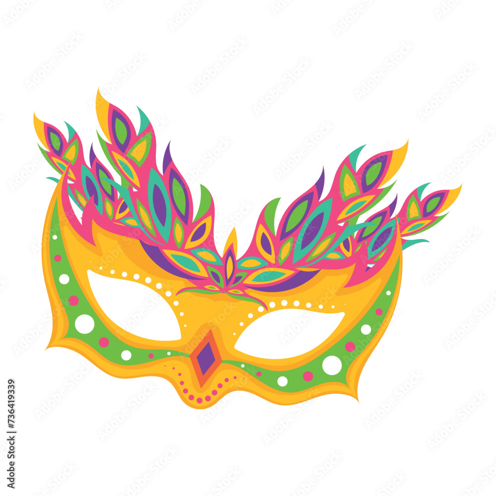 Colored traditional carnival mask Fun masquerade Vector illustration