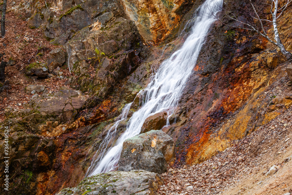 Scenic waterfall in slow motion flow Scenic waterfall in slow motion flow