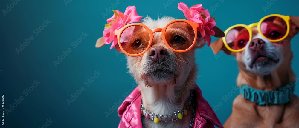 A stylish canine struts confidently in their yellow-tinted goggles and rosy coat, radiating charm and flair as they embrace their unique breed A stylish canine struts confidently in their yellow-tinted goggles and rosy coat, radiating charm and flair as they embrace their unique breed