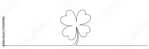 Obraz na plátně Clover flower banner for Saint Patrick day - good lucky symbol, single line