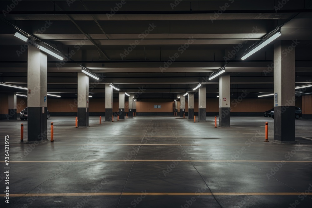 Empty public garage interior