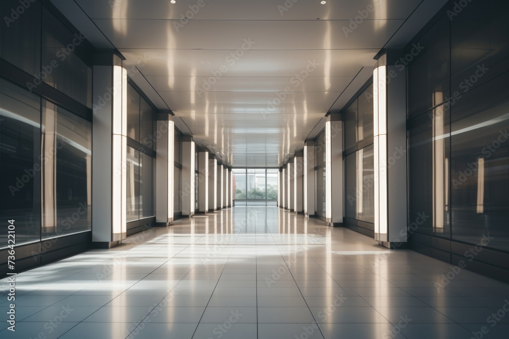 Empty long passageway in a modern building Empty long passageway in a modern building