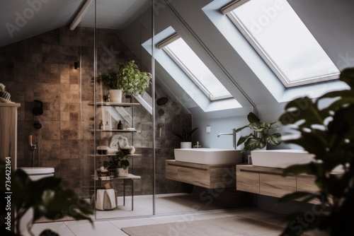 Interior of a loft bathroom