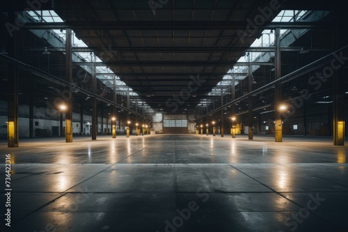 Interior of a large warehouse © Baba Images