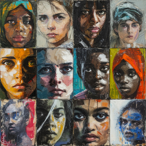 Diverse Faces of Womanhood - Expressive Multicultural Portrait Collage