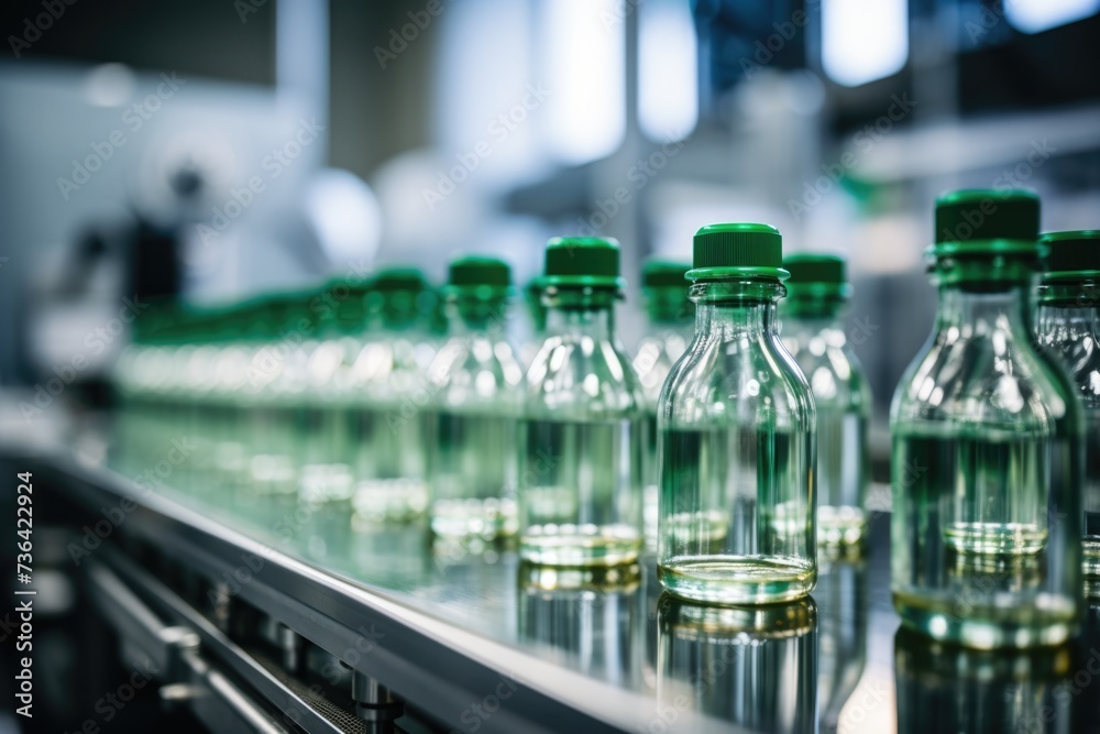 Medicine bottles on production line Medicine bottles on production line