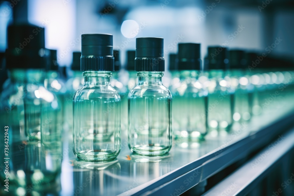 Medicine bottles on production line Medicine bottles on production line