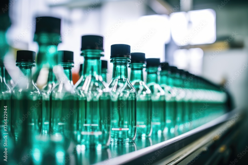 Medicine bottles on production line Medicine bottles on production line