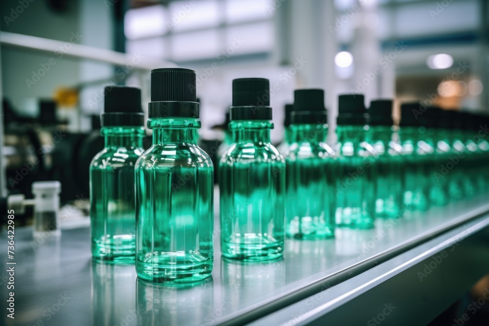 Medicine bottles on production line Medicine bottles on production line