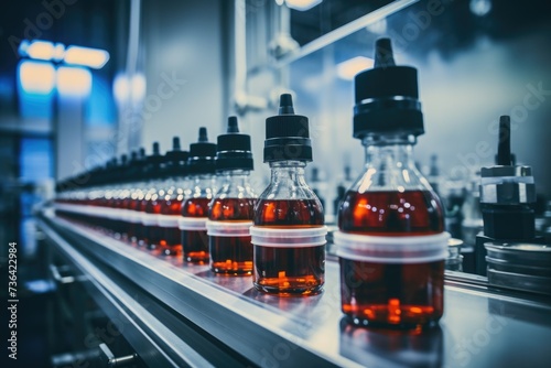 Medicine bottles on production line