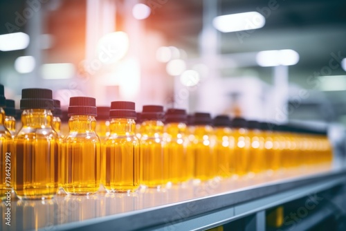 Medicine bottles on production line