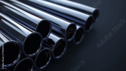 Metal pipes in closeup against a white background a stack of iron pipes with space, Generative AI.