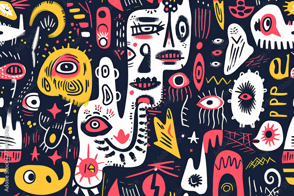 Playful Shapes, Vibrant Illustration of Black and White Pattern Playful Shapes, Vibrant Illustration of Black and White Pattern