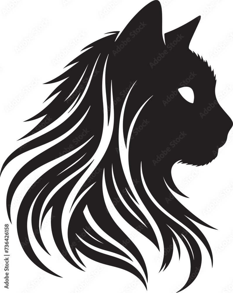 Fototapeta premium Cat head silhouette vector artwork