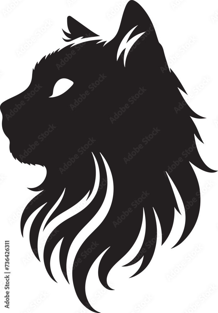Cat head silhouette vector artwork