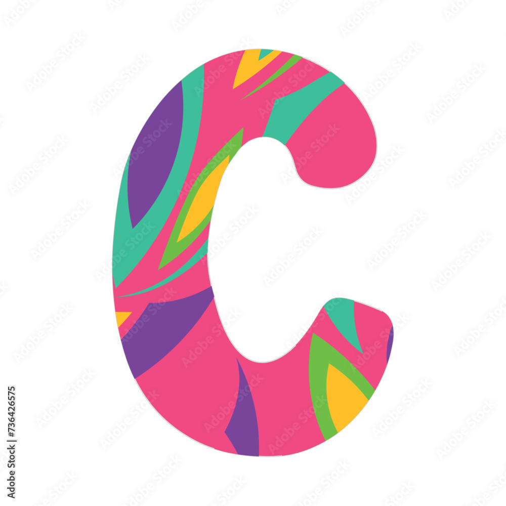 3D decorated alphabet letter Vector illustration