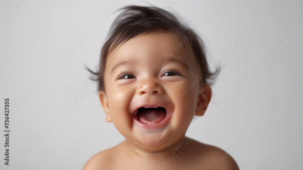 joyful baby with curly hair, laughing and looking towards the camera with great excitement and happiness. joyful baby with curly hair, laughing and looking towards the camera with great excitement and happiness.