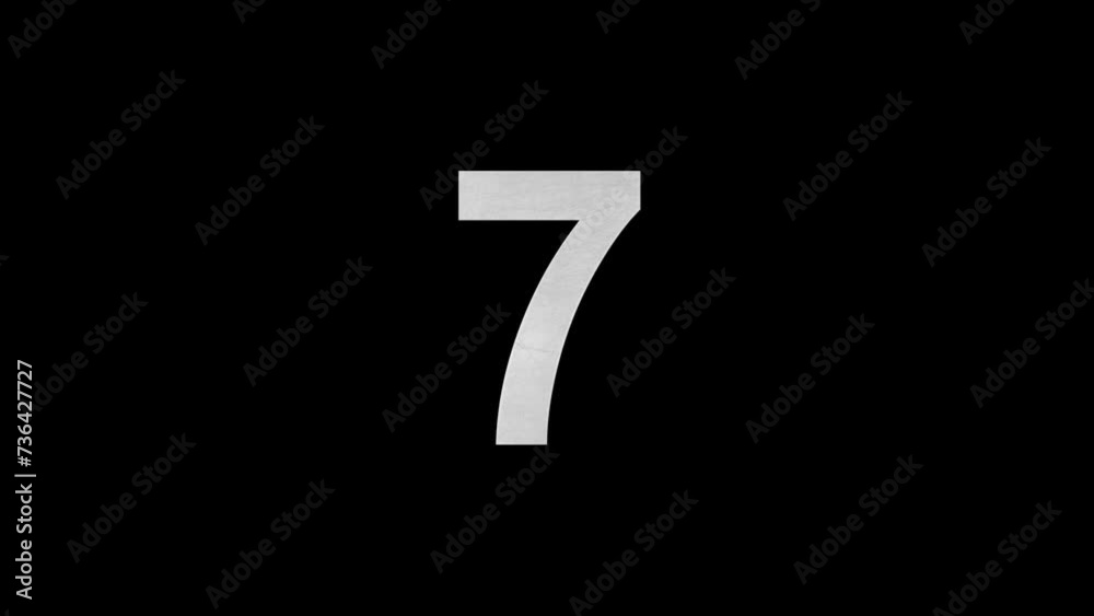 Number 7 in blue fire with alpha channel, number seven