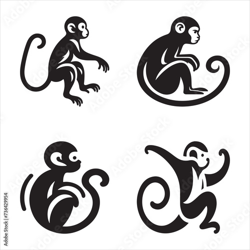 Pristine Silhouette Vector design of a monkey
