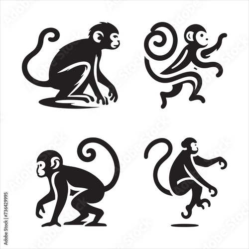 Pristine Silhouette Vector design of a monkey