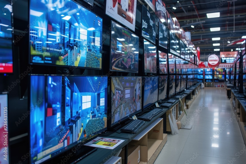 Modern flat screen tvs for sale in electronic store Modern flat screen tvs for sale in electronic store