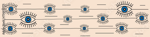 Evil eye line art vector and illustration background  photo