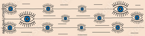 Evil eye line art vector and illustration background 