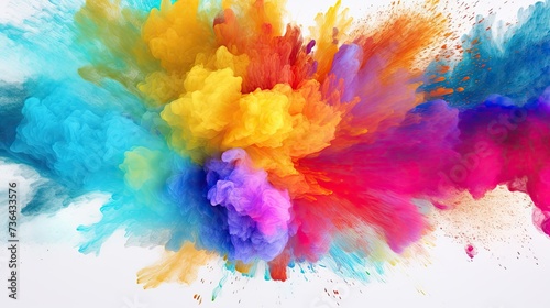 Splash of color paint  explosion of colorful powder  abstract colorful background. Pattern of bright festive burst like in Holi festival. Concept of watercolor  explode  art