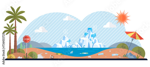 Waste pollution vector illustration. The poisoning wildlife due to waste contamination necessitates urgent action Recycling programs are essential for conserving resources and reducing waste