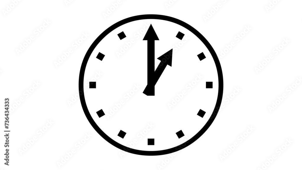 1 O Clock face icon animated black color in white background 1 O Clock face icon animated black color in white background