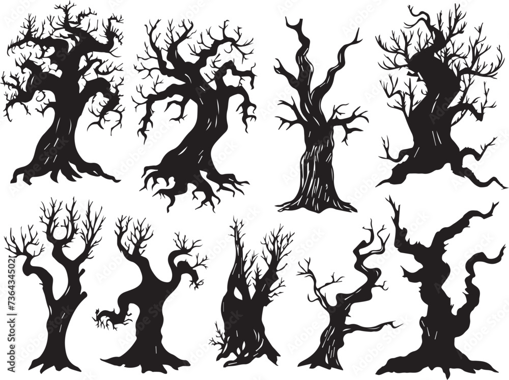 Set Trees. Hand drawn vector illustration Set Trees. Hand drawn vector illustration