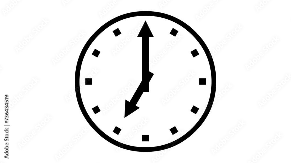 7 O Clock face icon animated black color in white background 7 O Clock face icon animated black color in white background