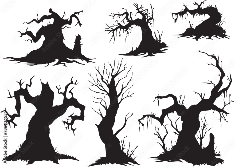 Set Trees. Hand drawn vector illustration Set Trees. Hand drawn vector illustration