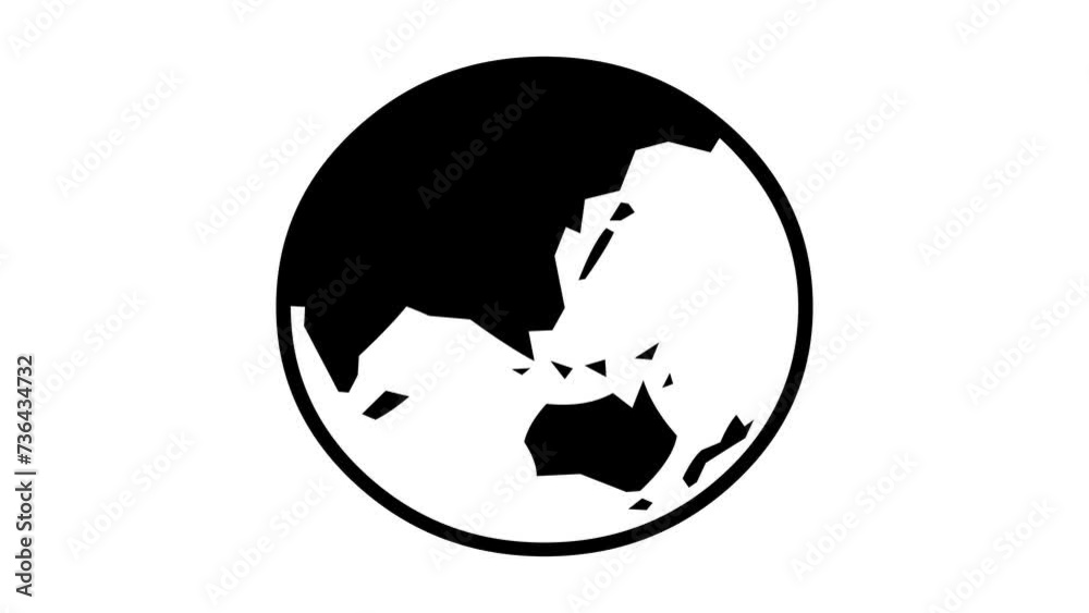 Asia Pacific shape icon animated black color in white background