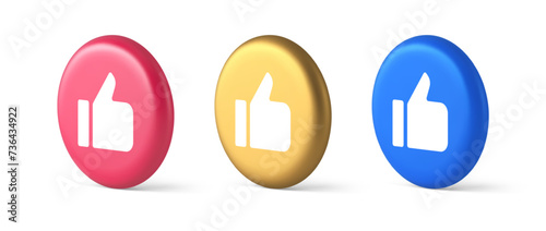 Like thumb up approve rating button confirmation cool website networking 3d circle icon