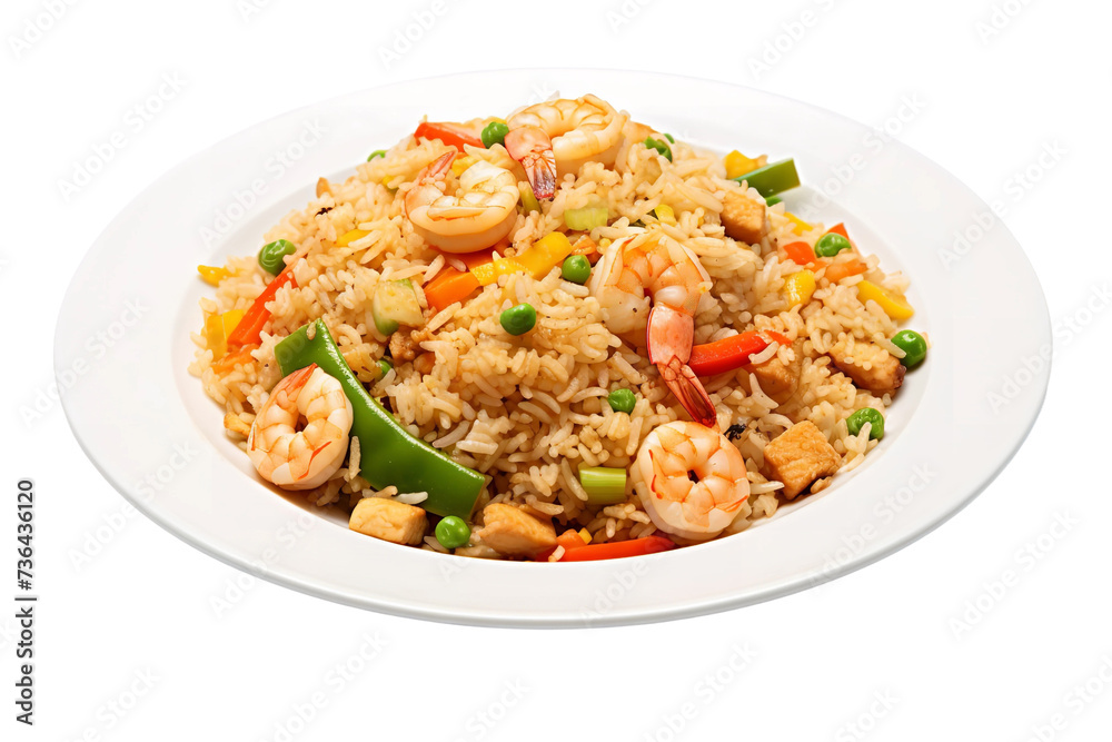 yummy shrimps rice isolated on white background yummy shrimps rice isolated on white background