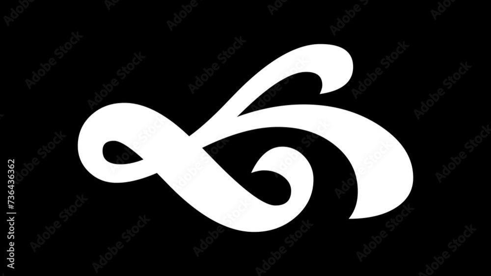 Fleuron symbol icon animation white color in black background Fleuron symbol icon animation white color in black background