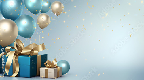 Festive celebration background with balloons and confetti