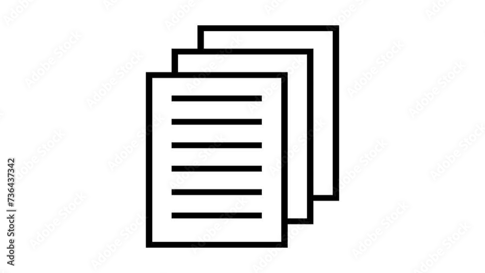 Page paper icon animated black color in white background Page paper icon animated black color in white background