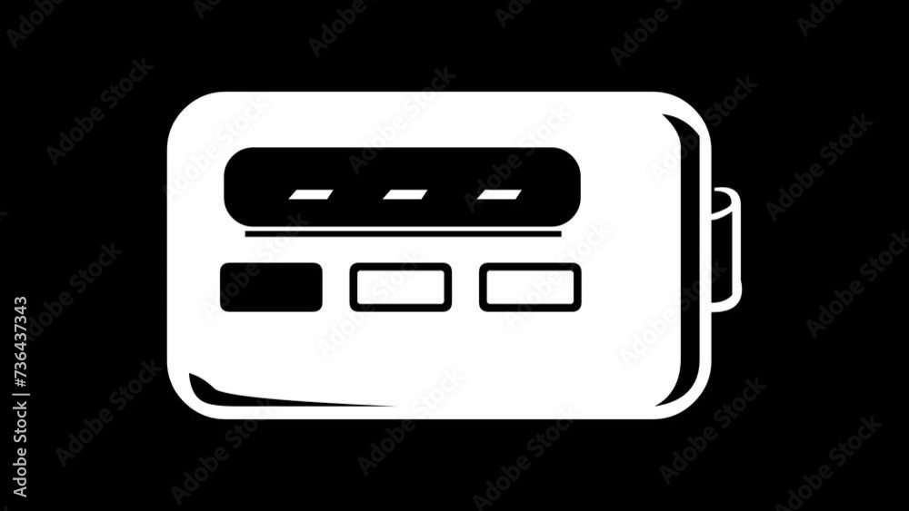 Pager shape sign icon animated white color in black background Pager shape sign icon animated white color in black background