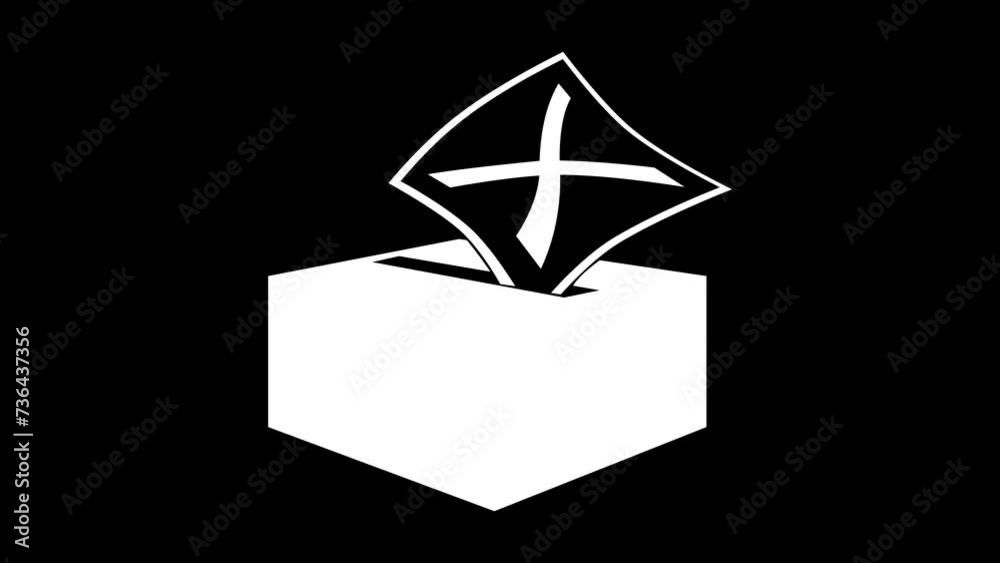 Paper box sign animated white color in black background Paper box sign animated white color in black background