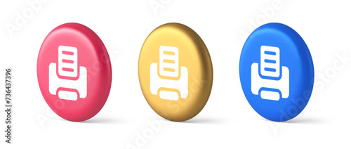 Printer machine device for paper document print button ink printout technology 3d circle icon