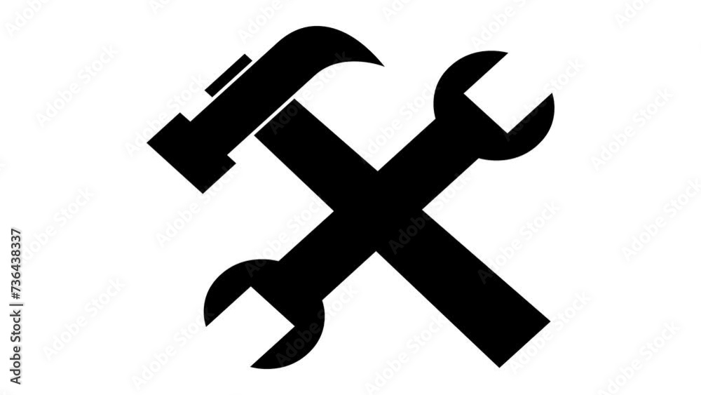 Tool sign icon animated black color in white background Tool sign icon animated black color in white background